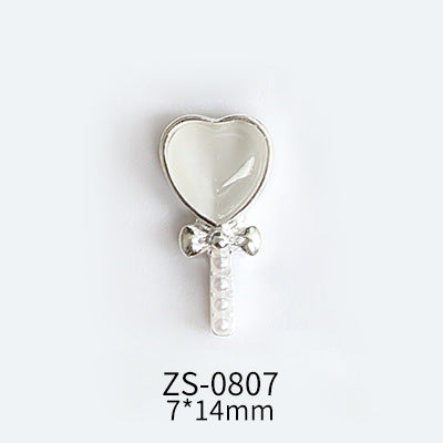 NZJ047  Lollipop Design 3D Nail Art Charms Heart Shaped Cat's Eye Stone Design Manicure Jewelry For Nail Art Decoration