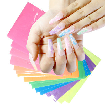 NS5D021  ForLife Aurora fluorescence Nail Sticker Holographic Colorful Fire Reflections Self-Adhesive Foils DIY Nail Art Decoration