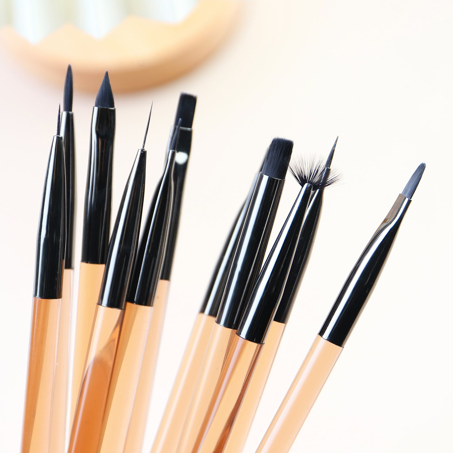 NBR034  Acrylic Brown Translucent Nail Brush Set Drawing Pen Light Therapy Brush