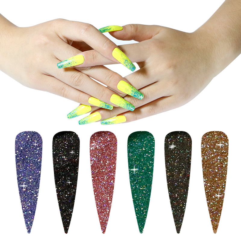 FNP057  12pcs/set Nail Laser Glitter Shimmert Holographic Pigment Magic Acrylic Nail Art Power