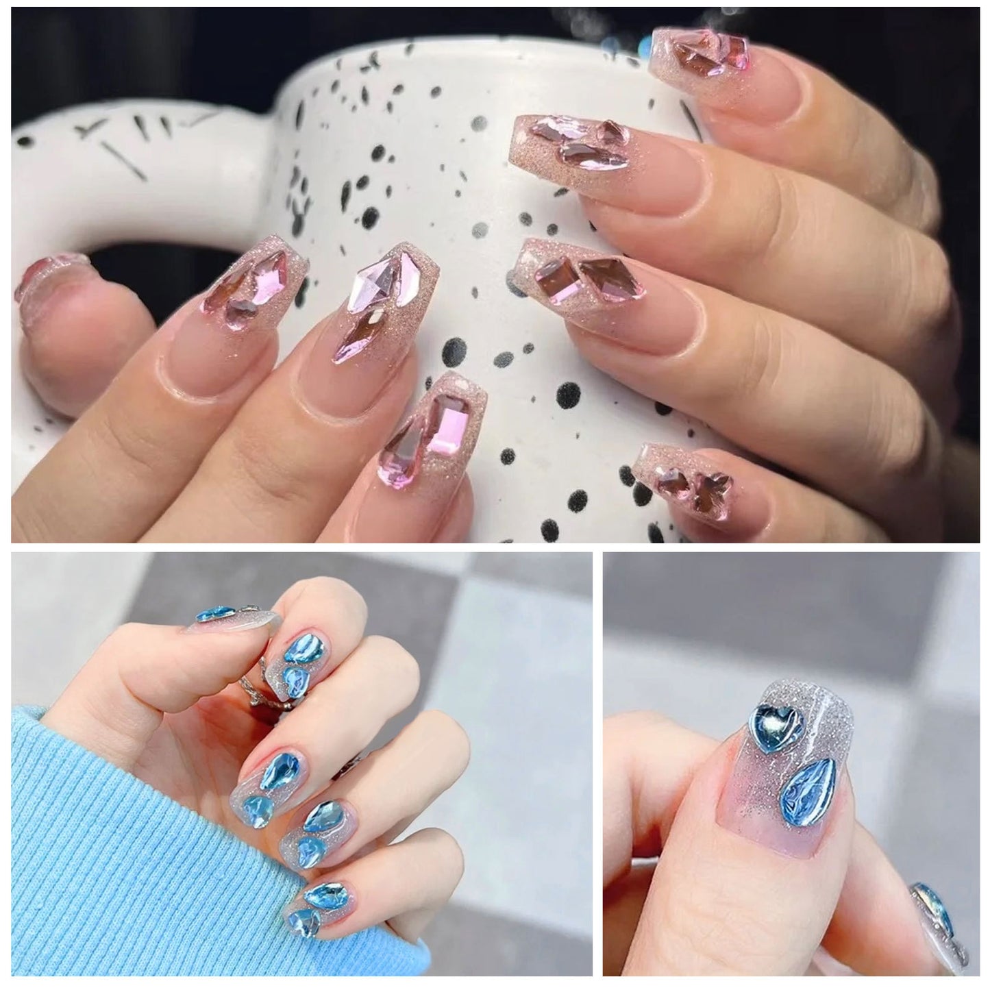 NRS028  ForLife Nail Art AB Rhinestone charms Glass Mixed Flat Bottom Shaped Rhinestone DIY Nail Art Jewelry