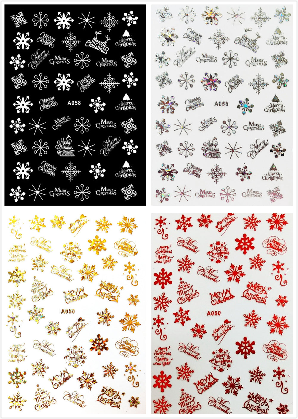 NS5D028  ForLife 3D Nail Art Christmas Slider Wraps Snowflake Elk Santa Adhesive Flame Sticker Red Gold Manicure Nails Designs