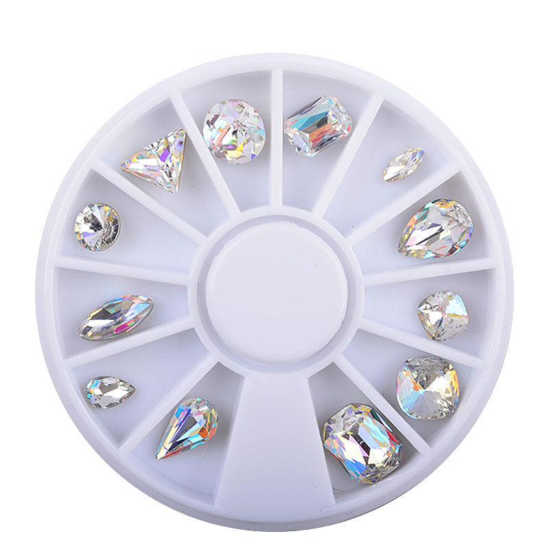 NAW007 Hollow Gold Metal 3d Nail Art Decorations Wheel Star rhinestones Design DIY Sharp Tips Nail Decoration tools