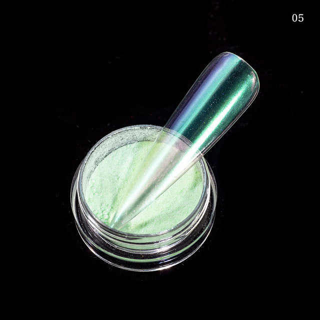 FNP058  Nail Art Rainbow Powder Nail Art Ice Transparent Aurora Acrylic Powder Magic Mirror Powder