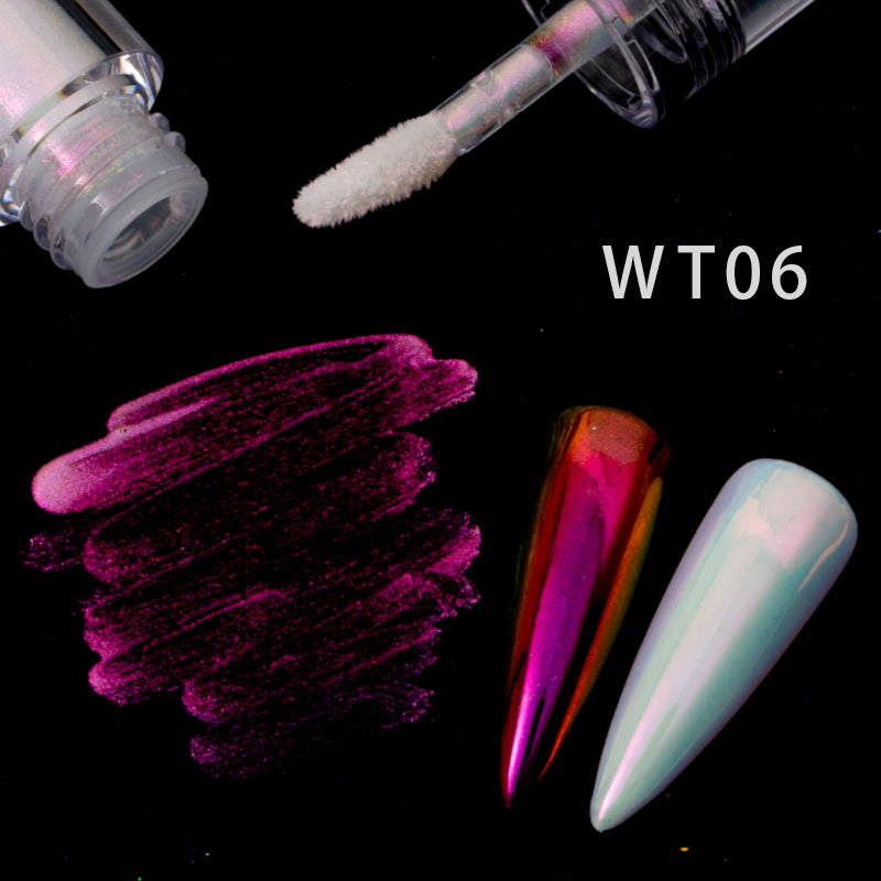 FNP012  Round tube wholesale WT series 5 colors liquid magic mirror powder used for art nail decoration