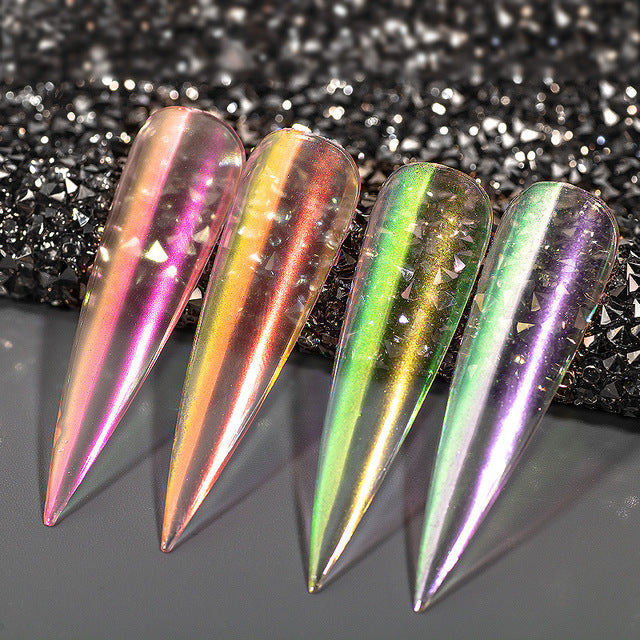 FNP058  Nail Art Rainbow Powder Nail Art Ice Transparent Aurora Acrylic Powder Magic Mirror Powder