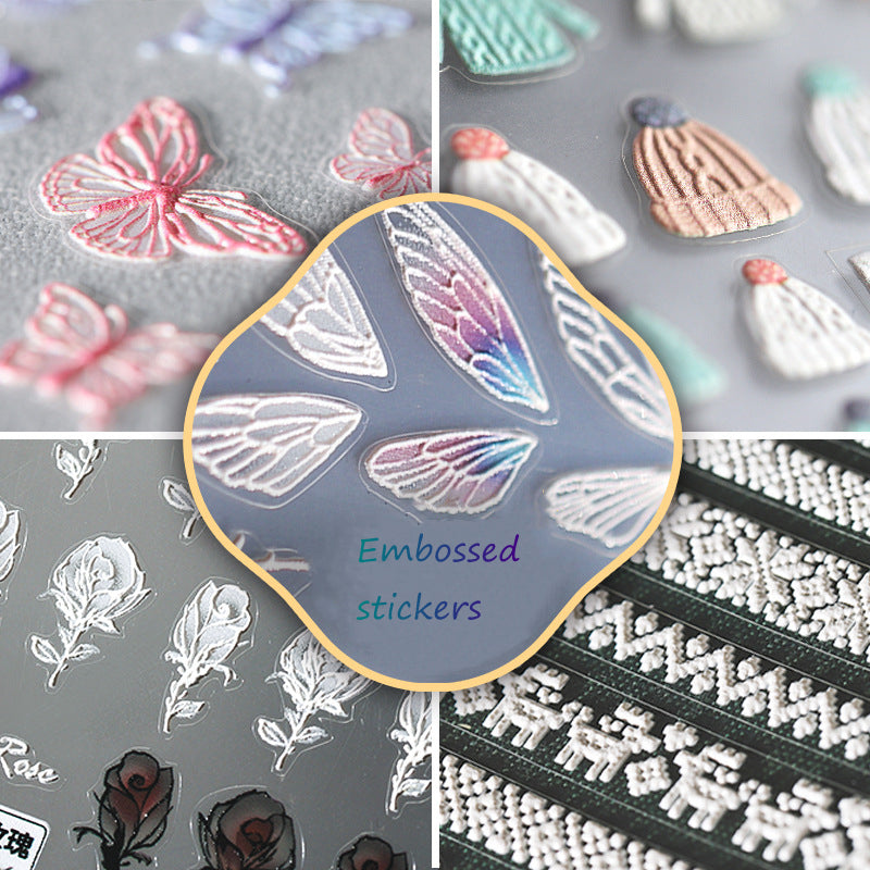 NS5D001 New Summer Nail Leave 5D Nail Sticker Adhesive Decal Summer Drinking Fruit Slider Laser Nail Art Decoration Manicure Wrap 3D