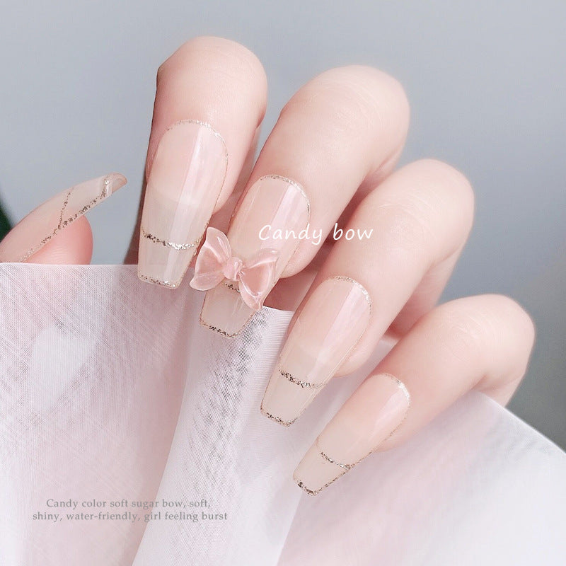 NDE044  ForLife new 6-piece nail art candy color soft bow ornaments bendable nail art diamonds nail jewelry accessories
