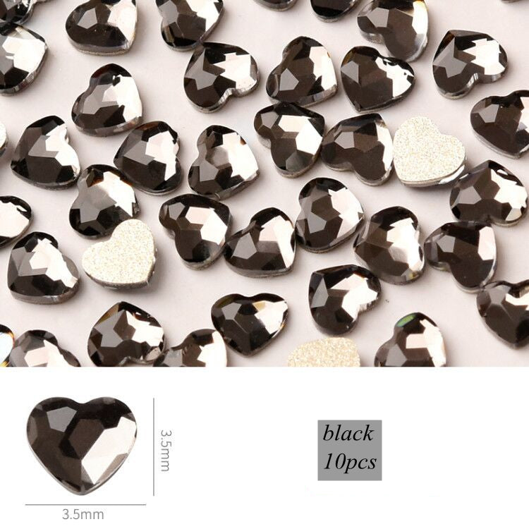 NDE049  ForLife Nail Art Mini Love Heart Diamond Flat Heart 3*3.5mm Shiny DIY 3D Crystal Diamond Jewelry