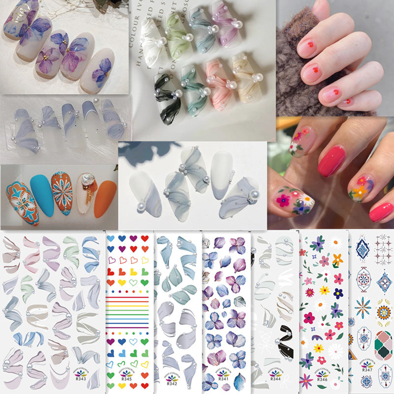 NS5D032  New new butterfly Avocado Decals Manicure Ballet shoe ribbon Morocco Nail Art Stickers for Fingernails Nail Tips