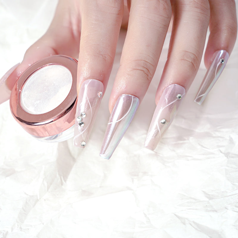 FNP034  Aurora Manicure Glitter Moo nlight Manicure Art Ice Chrome Nail Pigment Powder For Nail crystal clear powder