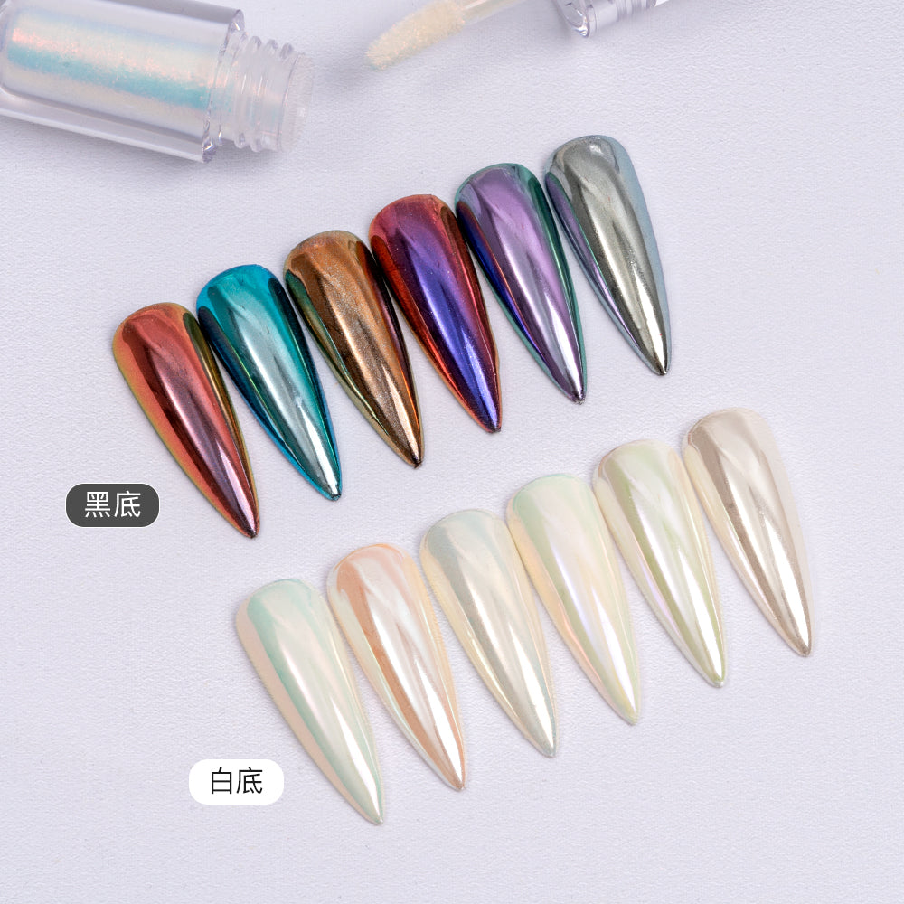 FNP015  Round tube wholesale CM series 6 colors liquid magic mirror powder used for art nail decoration