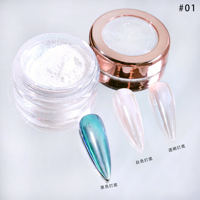 FNP034  Aurora Manicure Glitter Moo nlight Manicure Art Ice Chrome Nail Pigment Powder For Nail crystal clear powder