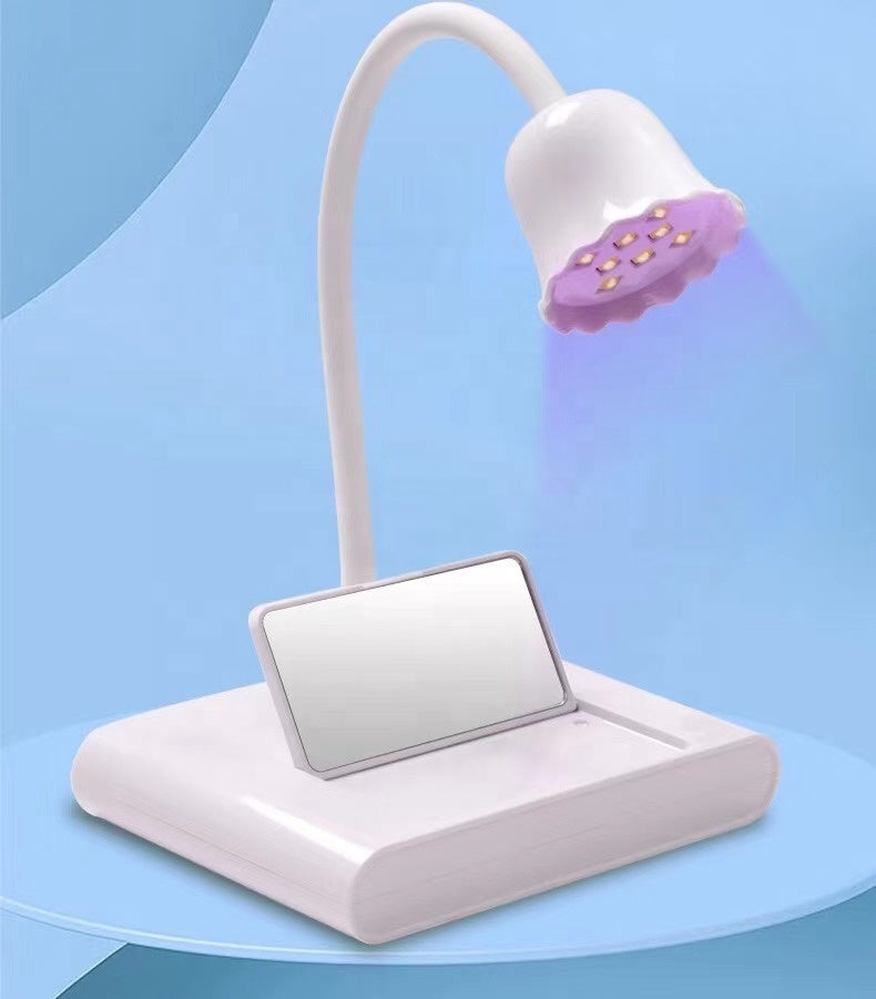 FNL011 New Desktop Phototherapy Nail Lamp Stick Nail Piece Stick Drill Shape Bake Light Therapy Lamp with Mirror Electric Storage