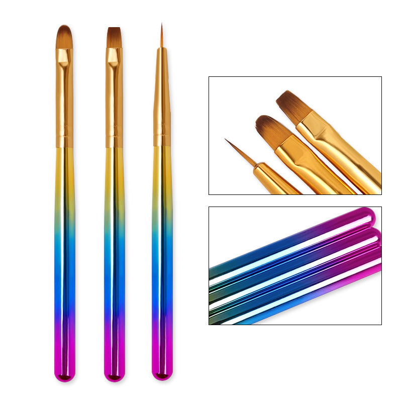 NBR024  ForLife Nair art 3 pcs/set nylon hair painting brush ,Carved pen, light therapy pen set with colorful pen holder