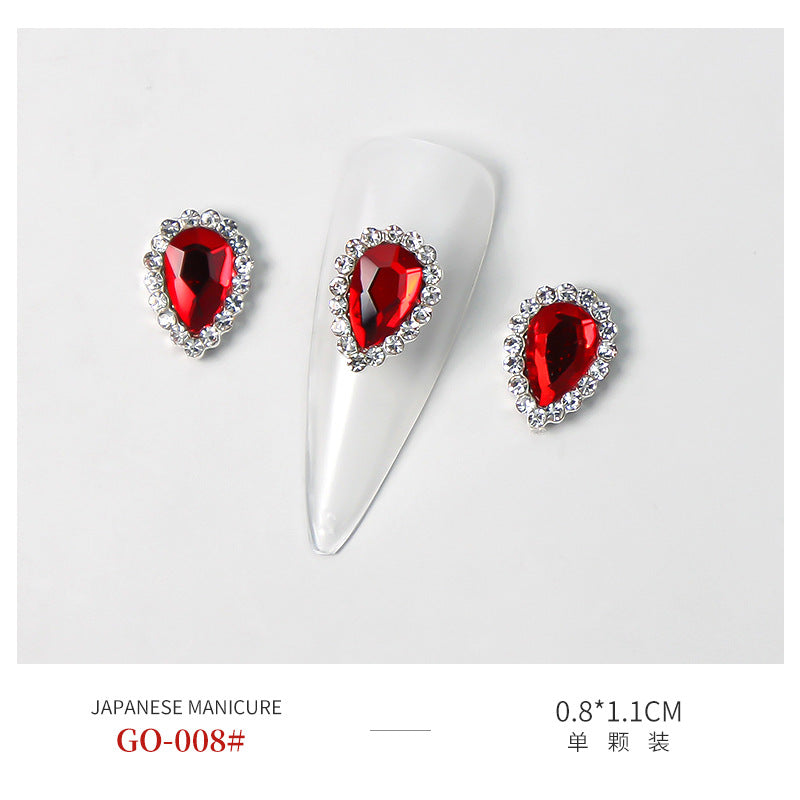 NZJ069  3D Designer Luxury Zircon Crystal Rhinestone Nail Charms Kawaii Gold Metal Alloy Charms for Nail Jewelry