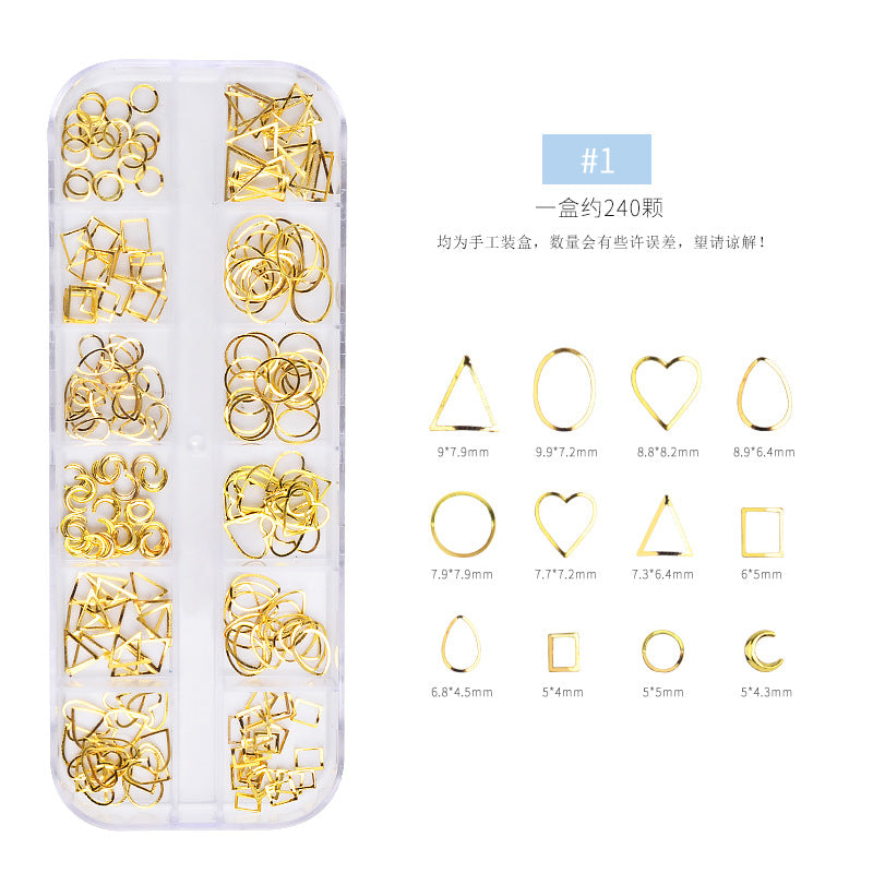 FDMC014 New nail art accessories tools, nail drills, electroplated rivet metal ornaments, rose gold hollow rivet box