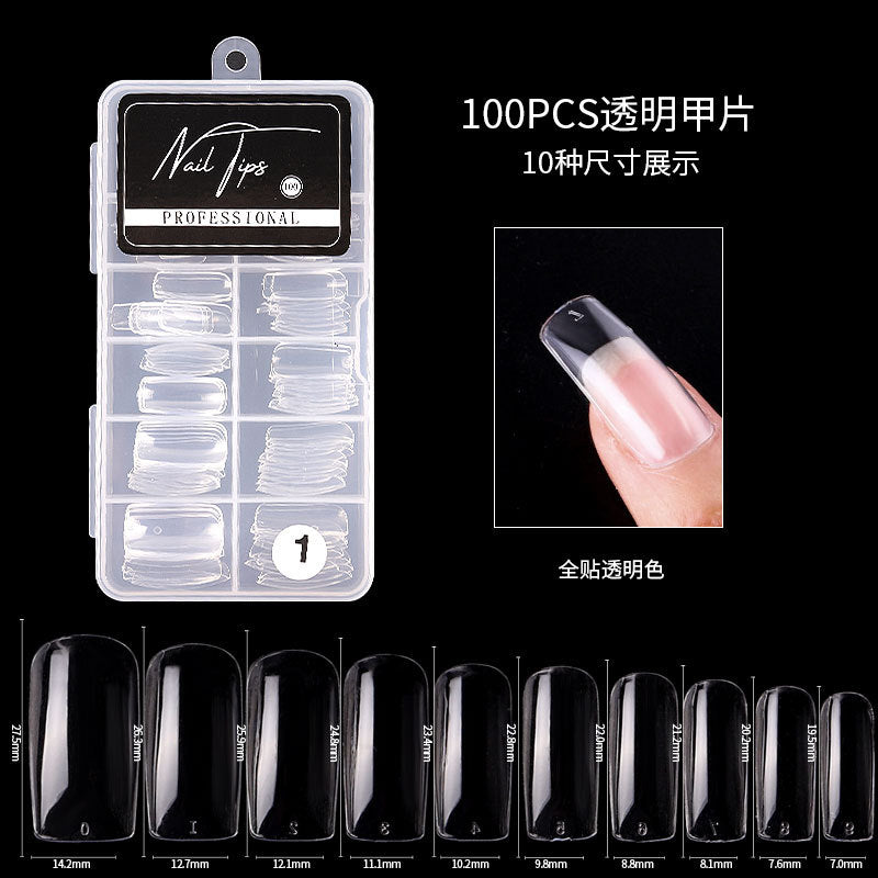 FTMA001 New Nail Art Patch Ultra-thin No Trace Finished Detachable Transparent Full Paste Extended Fake Nails 100pcs Box