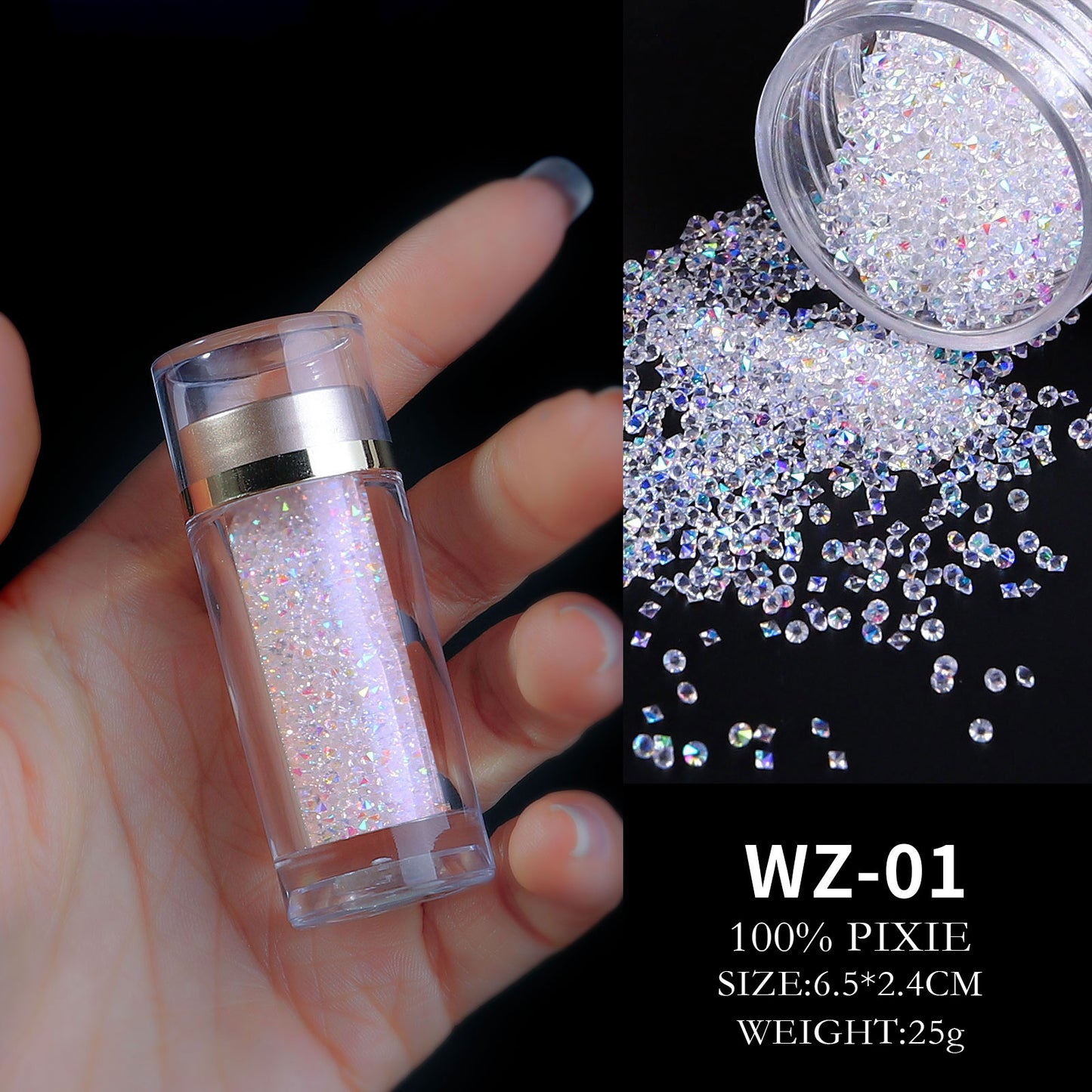 FDMD015 Nail Art Jewelry Fairy Beads, Glass Beads Mixed with Transparent Beads, Micro Beads, Bottled