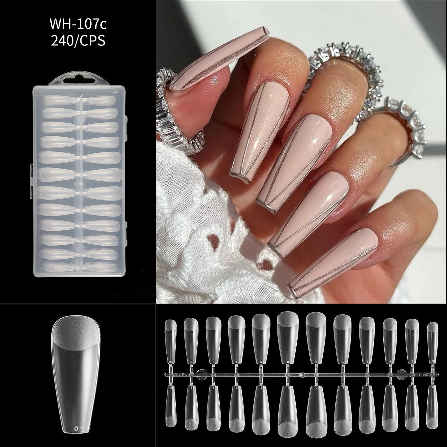 FTMA002 Thin Nails Free Grinding Trapezium Water Drops Almond Scrub Full Paste Half Paste Extend Nail Shop Available 240pcs