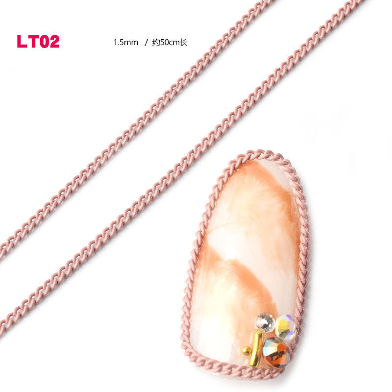 FDMD010 Nail Art Color Chains, Superfine Zipper Nail Decorations, Nail Art Decoration Chains Metal Chains 12 Colors