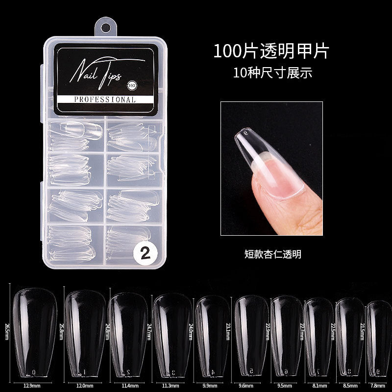 FTMA001 New Nail Art Patch Ultra-thin No Trace Finished Detachable Transparent Full Paste Extended Fake Nails 100pcs Box