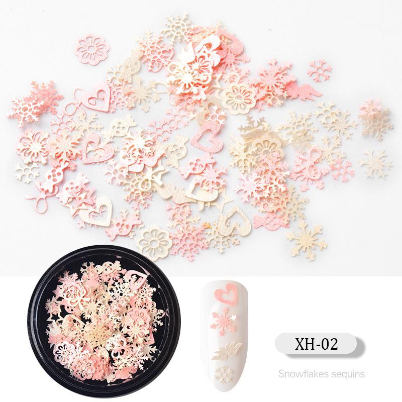 FDMC015 New nail art Christmas ornaments, wood pulp flakes snowflake Santa Claus mixed decorations
