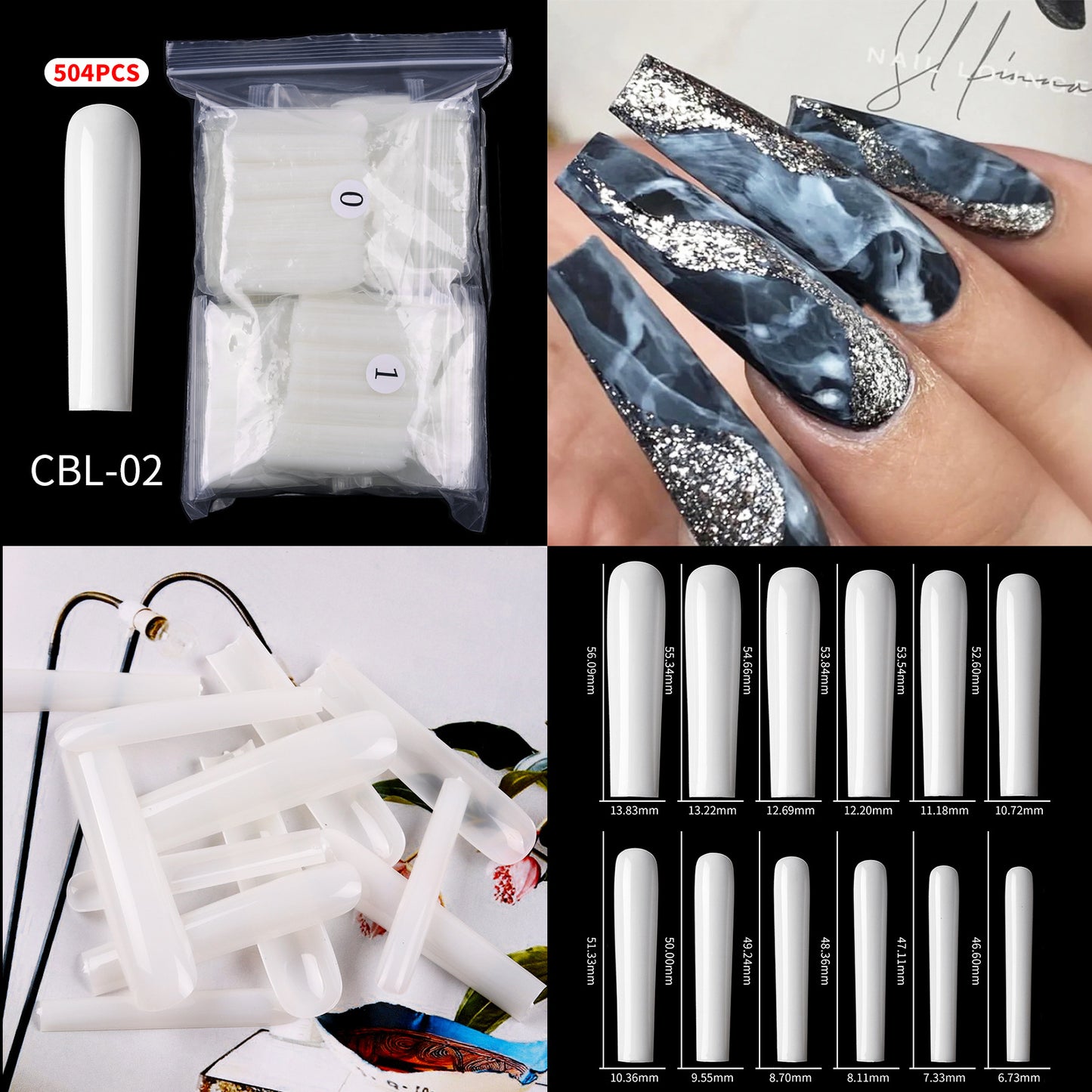 FTMC002 New super long ballet, fake nail, full stick, long ballet fake nail, coffin nail, trapezoid, transparent nail