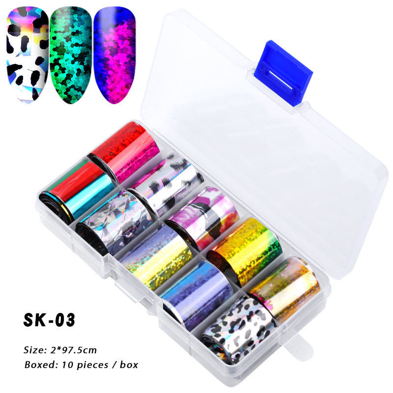 FSMA007 Manicure starry sky sticker box, starry sky nail sticker transfer paper, colorful laser starry sky paper 120*2.5