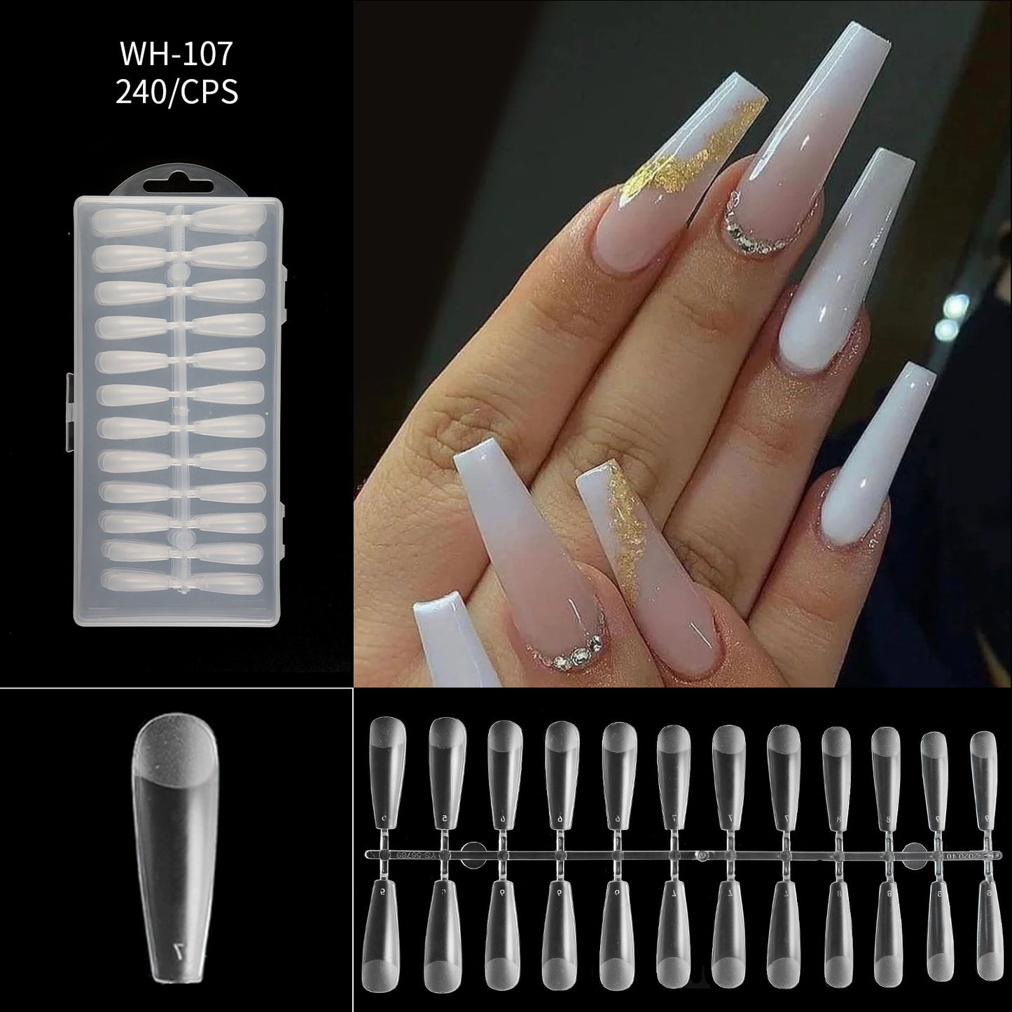 FTMA002 Thin Nails Free Grinding Trapezium Water Drops Almond Scrub Full Paste Half Paste Extend Nail Shop Available 240pcs