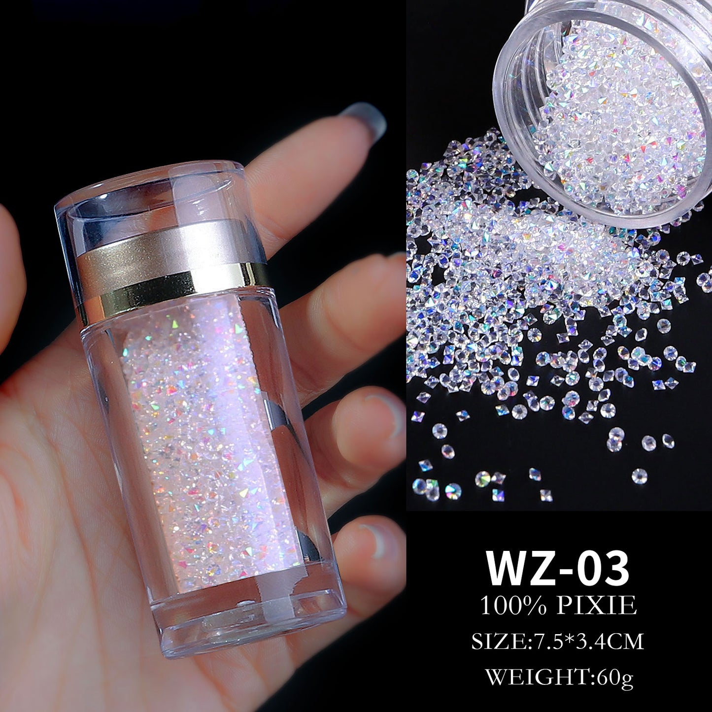 FDMD015 Nail Art Jewelry Fairy Beads, Glass Beads Mixed with Transparent Beads, Micro Beads, Bottled
