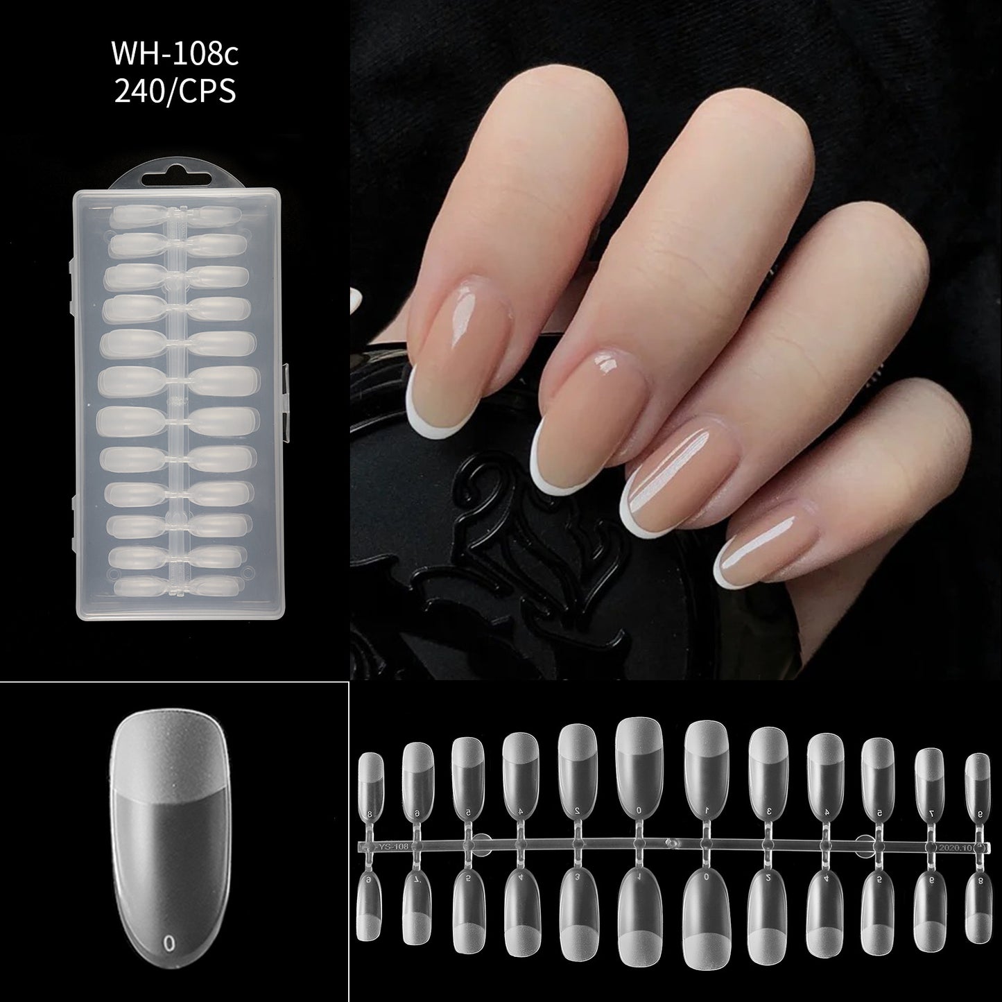 FTMA002 Thin Nails Free Grinding Trapezium Water Drops Almond Scrub Full Paste Half Paste Extend Nail Shop Available 240pcs