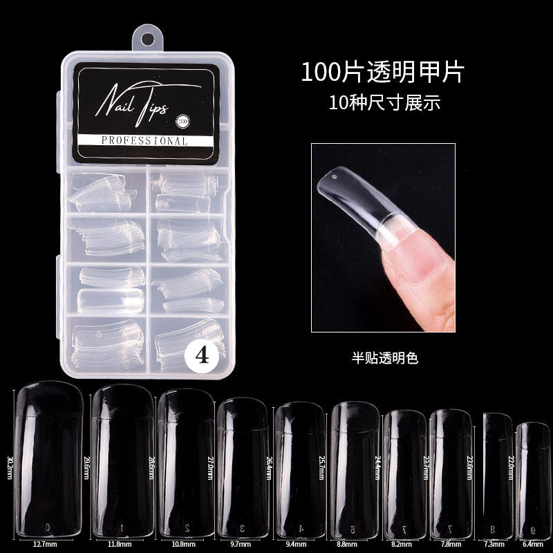 FTMA001 New Nail Art Patch Ultra-thin No Trace Finished Detachable Transparent Full Paste Extended Fake Nails 100pcs Box