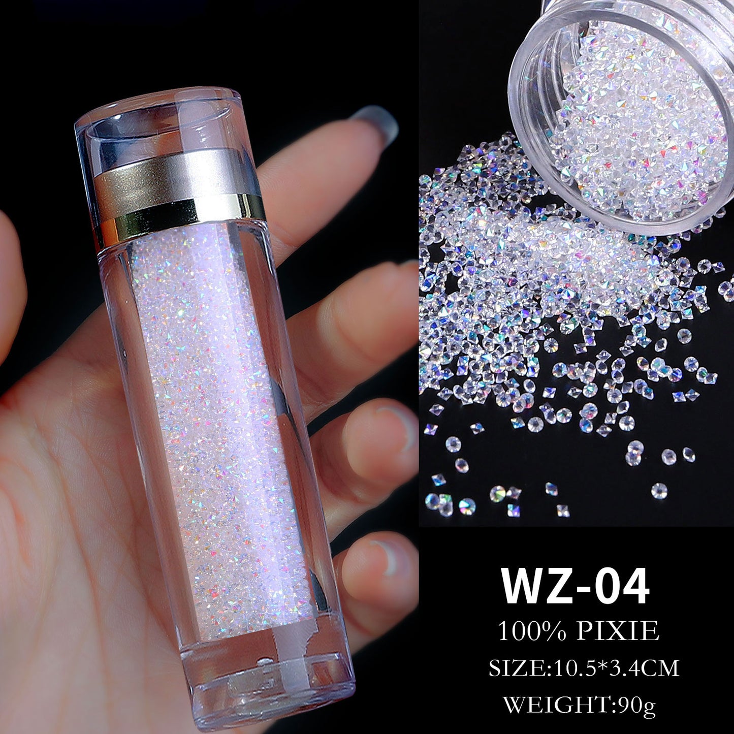 FDMD015 Nail Art Jewelry Fairy Beads, Glass Beads Mixed with Transparent Beads, Micro Beads, Bottled
