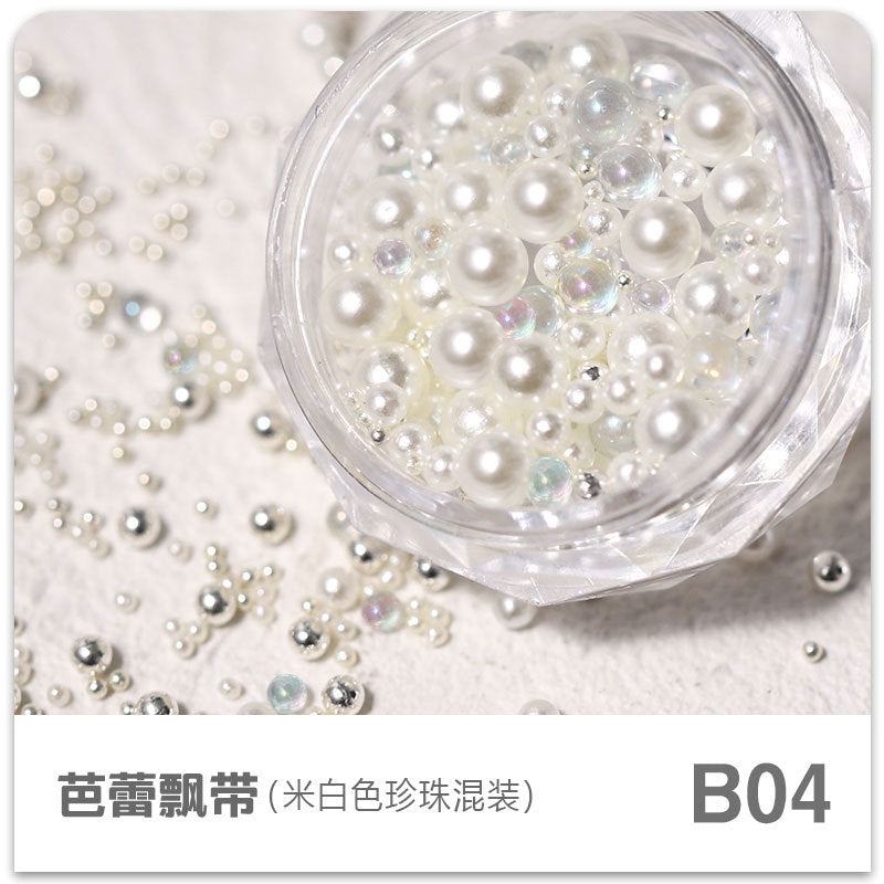FDMC001 Ribbon ballet shoes, manicure three-dimensional steel ball highlight pearl bubble size, mixed nail decoration