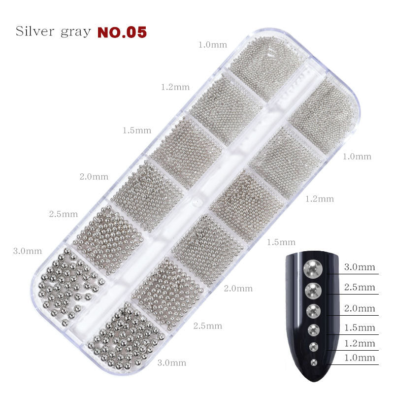 FDMC019 Nail Art Accessories, Gold and Silver Steel Ball Mixed, Gold Silver Rose Gold Metal Steel Ball, Size Box