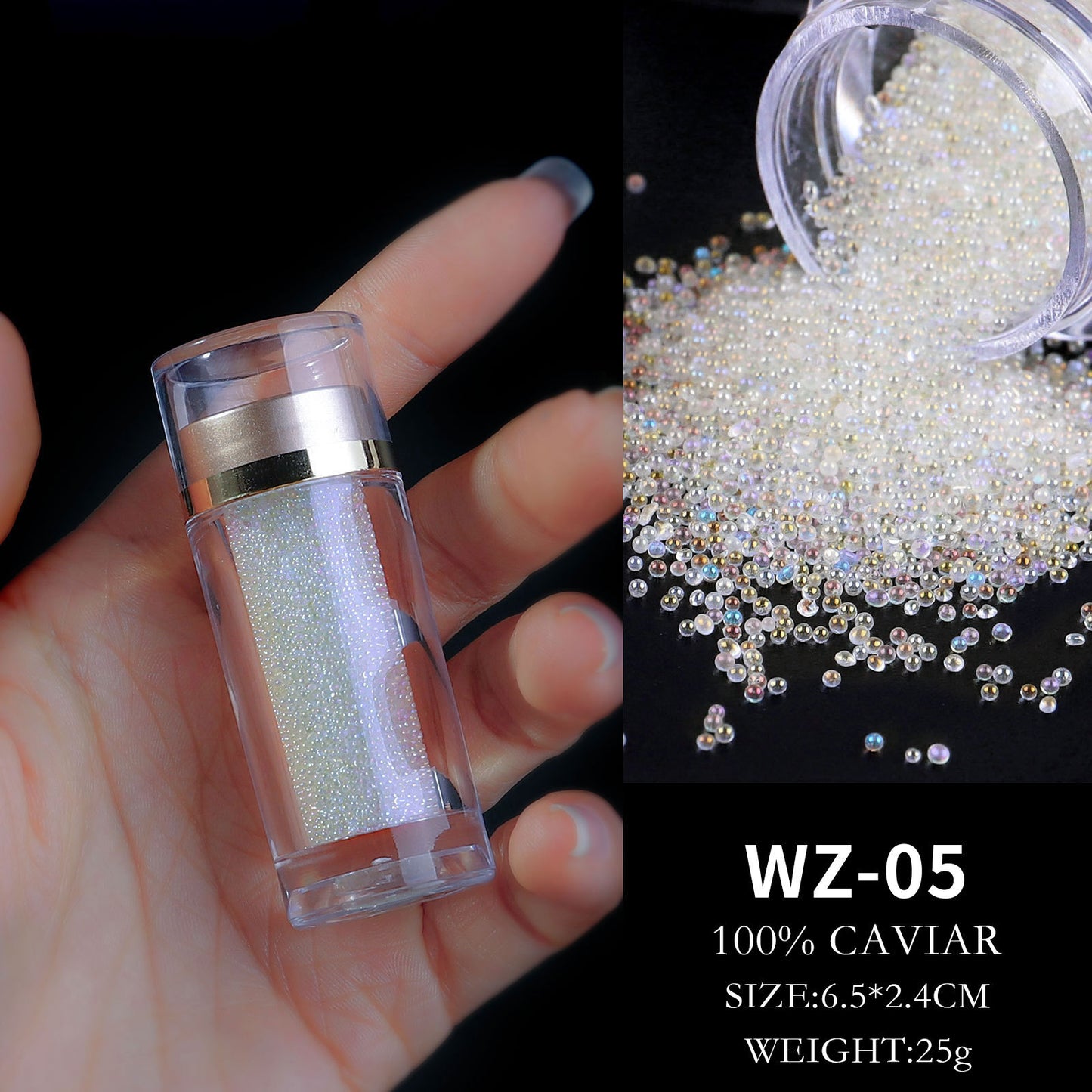 FDMD015 Nail Art Jewelry Fairy Beads, Glass Beads Mixed with Transparent Beads, Micro Beads, Bottled