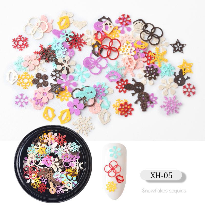 FDMC015 New nail art Christmas ornaments, wood pulp flakes snowflake Santa Claus mixed decorations