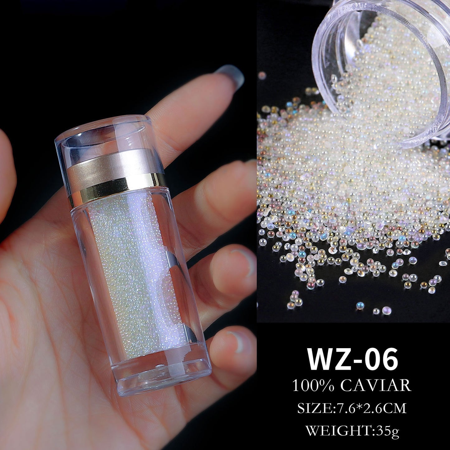 FDMD015 Nail Art Jewelry Fairy Beads, Glass Beads Mixed with Transparent Beads, Micro Beads, Bottled