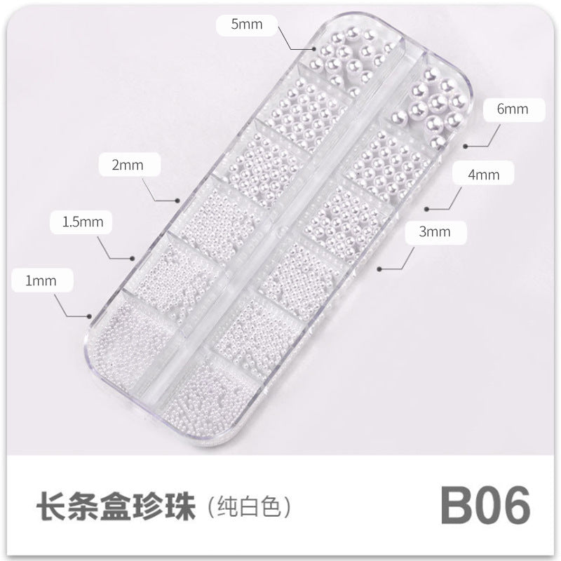 FDMC001 Ribbon ballet shoes, manicure three-dimensional steel ball highlight pearl bubble size, mixed nail decoration