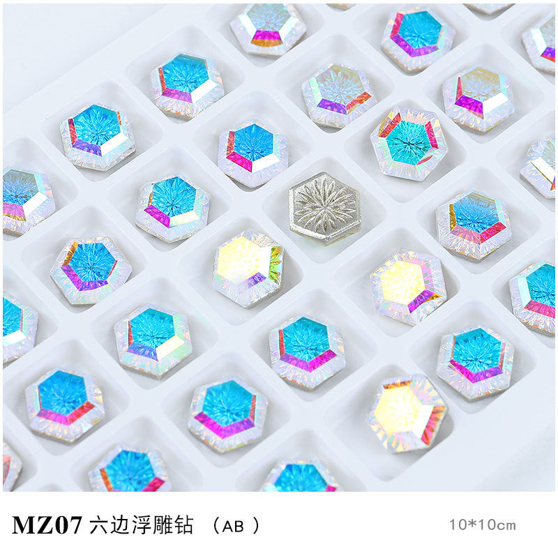 FDMB020 Nail art new arc relief drill, flash princess special-shaped drill, concave hexagonal water drop, nail drill