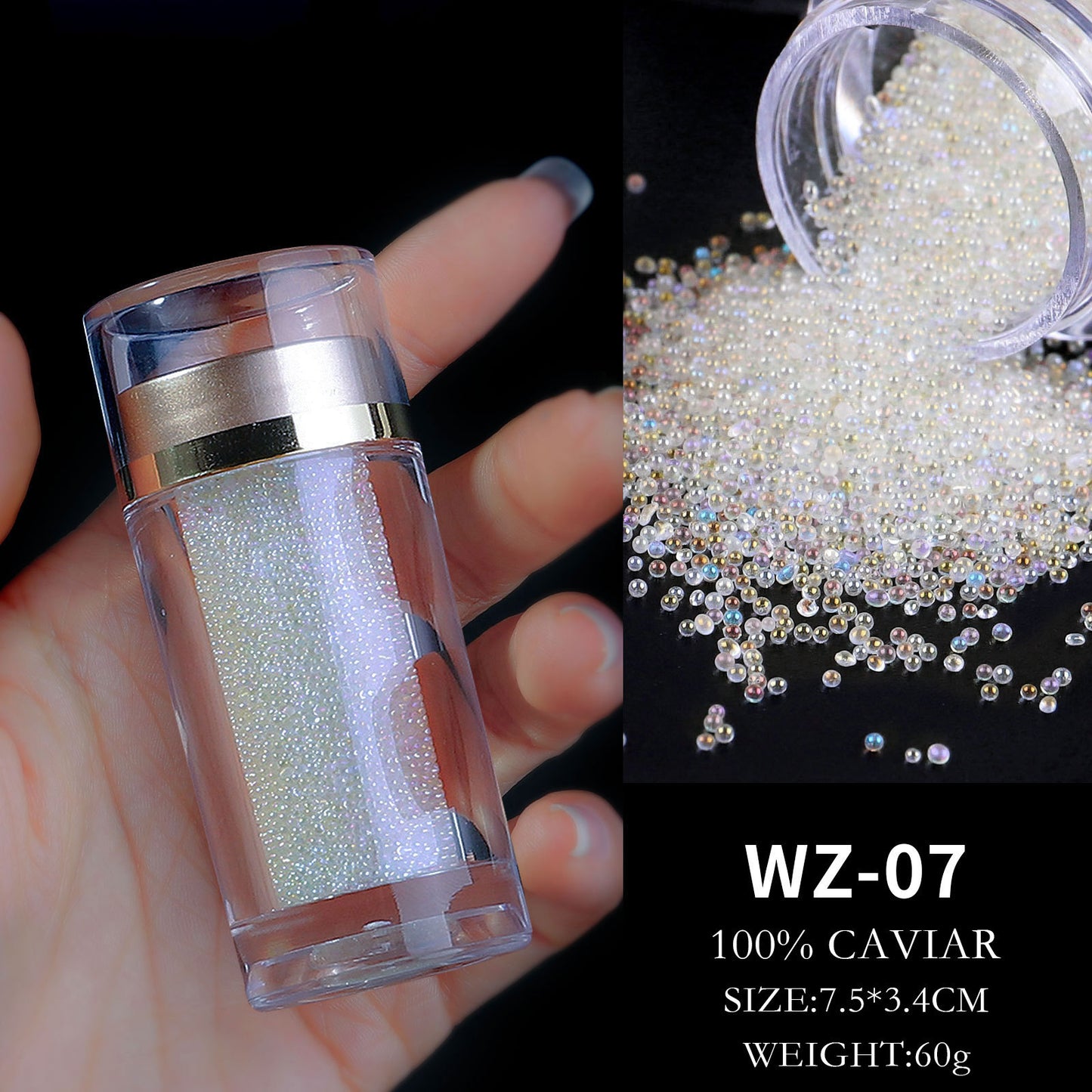FDMD015 Nail Art Jewelry Fairy Beads, Glass Beads Mixed with Transparent Beads, Micro Beads, Bottled