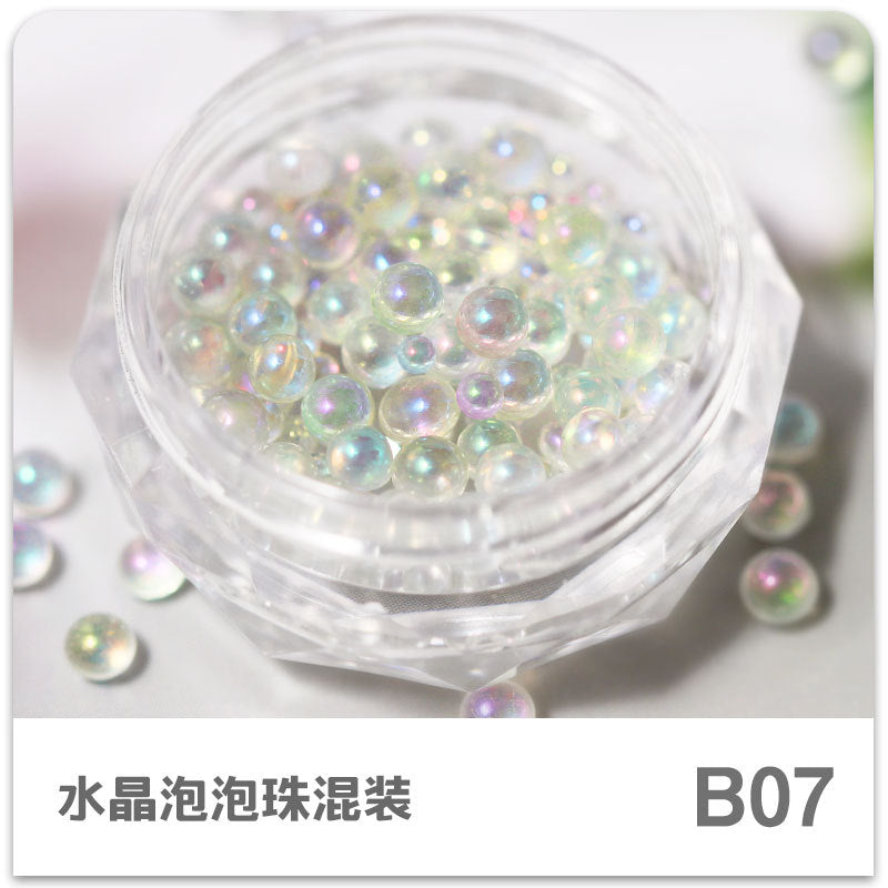 FDMC001 Ribbon ballet shoes, manicure three-dimensional steel ball highlight pearl bubble size, mixed nail decoration