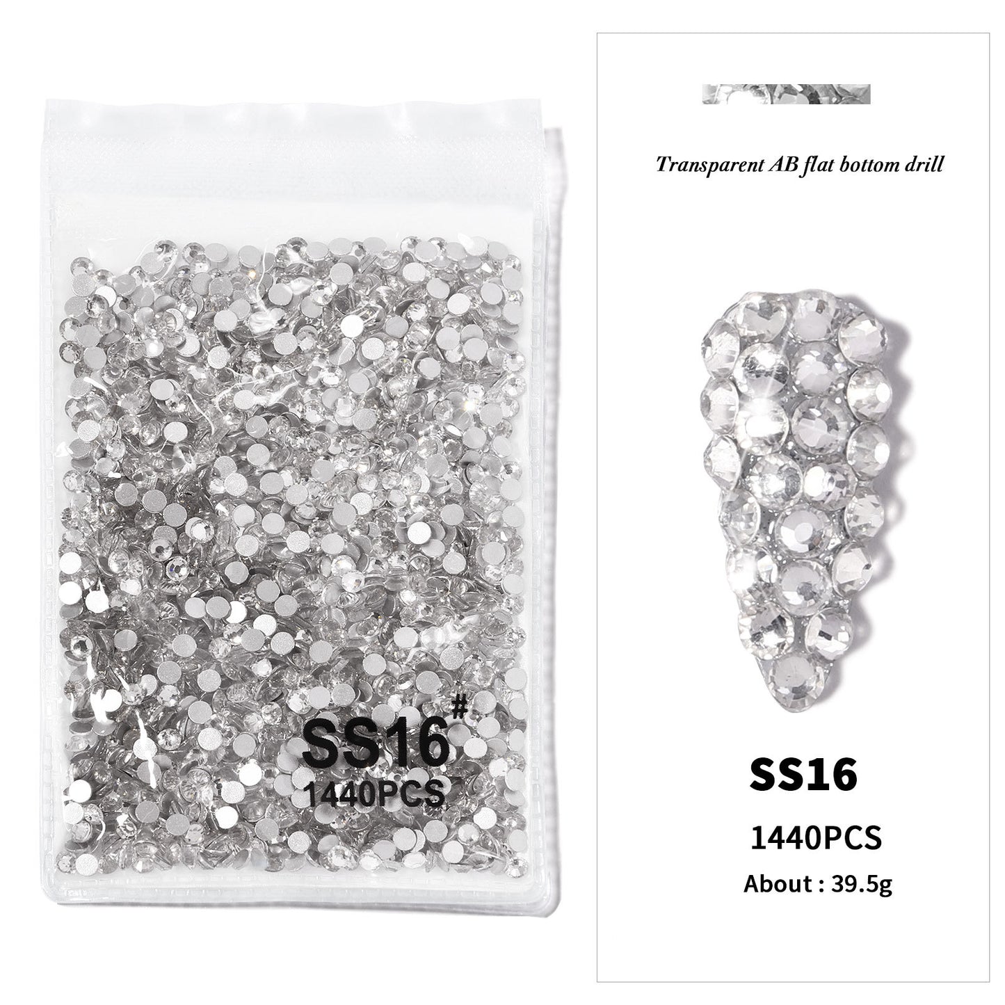 FDMA002 Nail Art Accessories, Flat Bottom Diamonds, Transparent AB Diamonds, Nail Drills, DIY Decorations, Gold Bottom, Silver Bottom, Quality, Rhinestones, Color Mixed Diamonds
