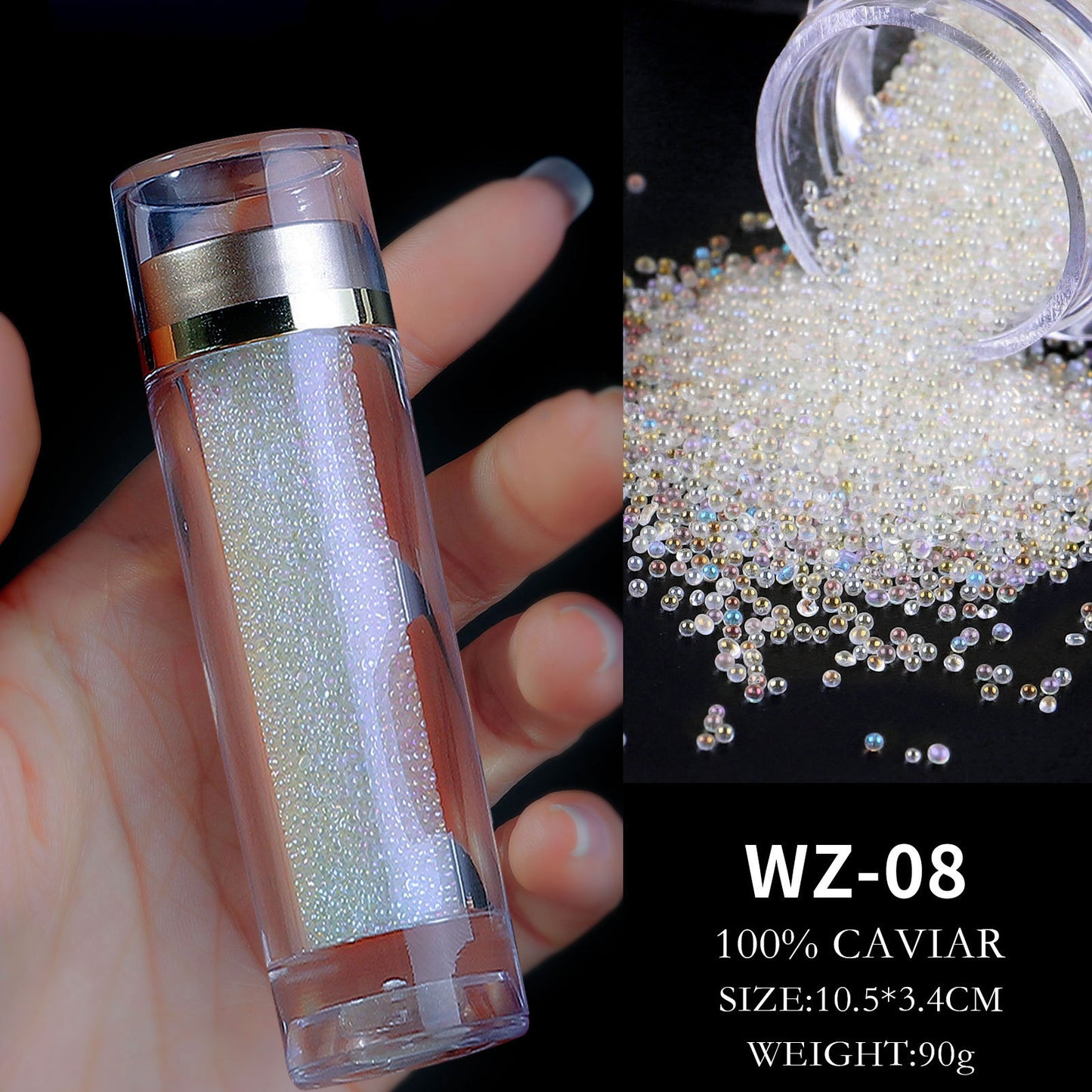 FDMD015 Nail Art Jewelry Fairy Beads, Glass Beads Mixed with Transparent Beads, Micro Beads, Bottled