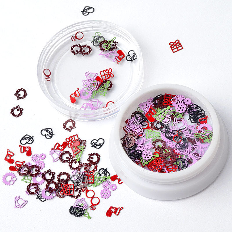 FDMC015 New nail art Christmas ornaments, wood pulp flakes snowflake Santa Claus mixed decorations