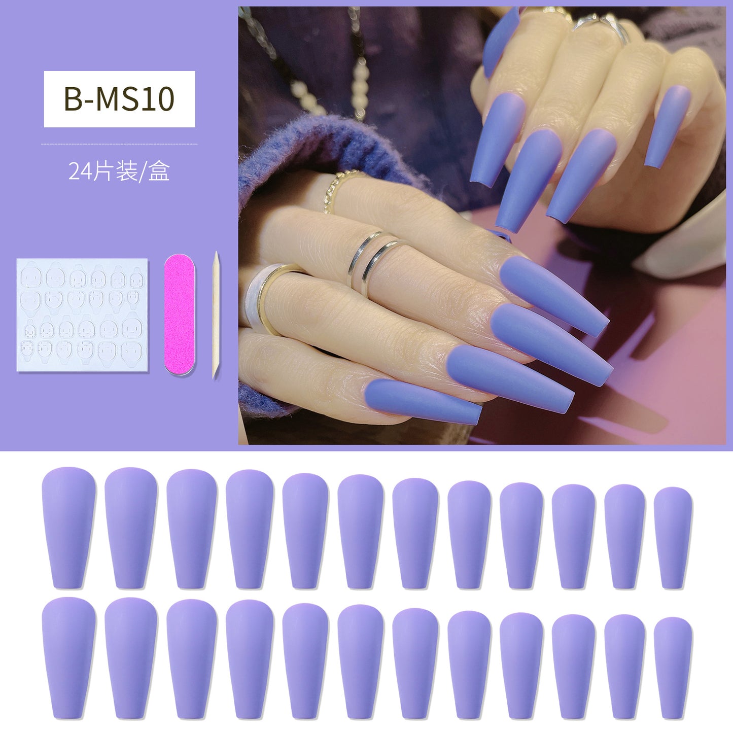 FTMB006 Long Gradient, Solid Color, French Ballerina, Flat Tip, Stiletto  Nails