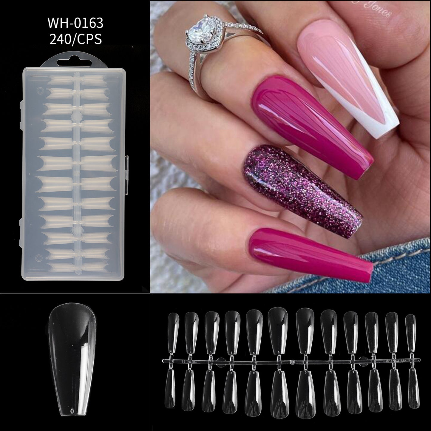 FTMA002 Thin Nails Free Grinding Trapezium Water Drops Almond Scrub Full Paste Half Paste Extend Nail Shop Available 240pcs