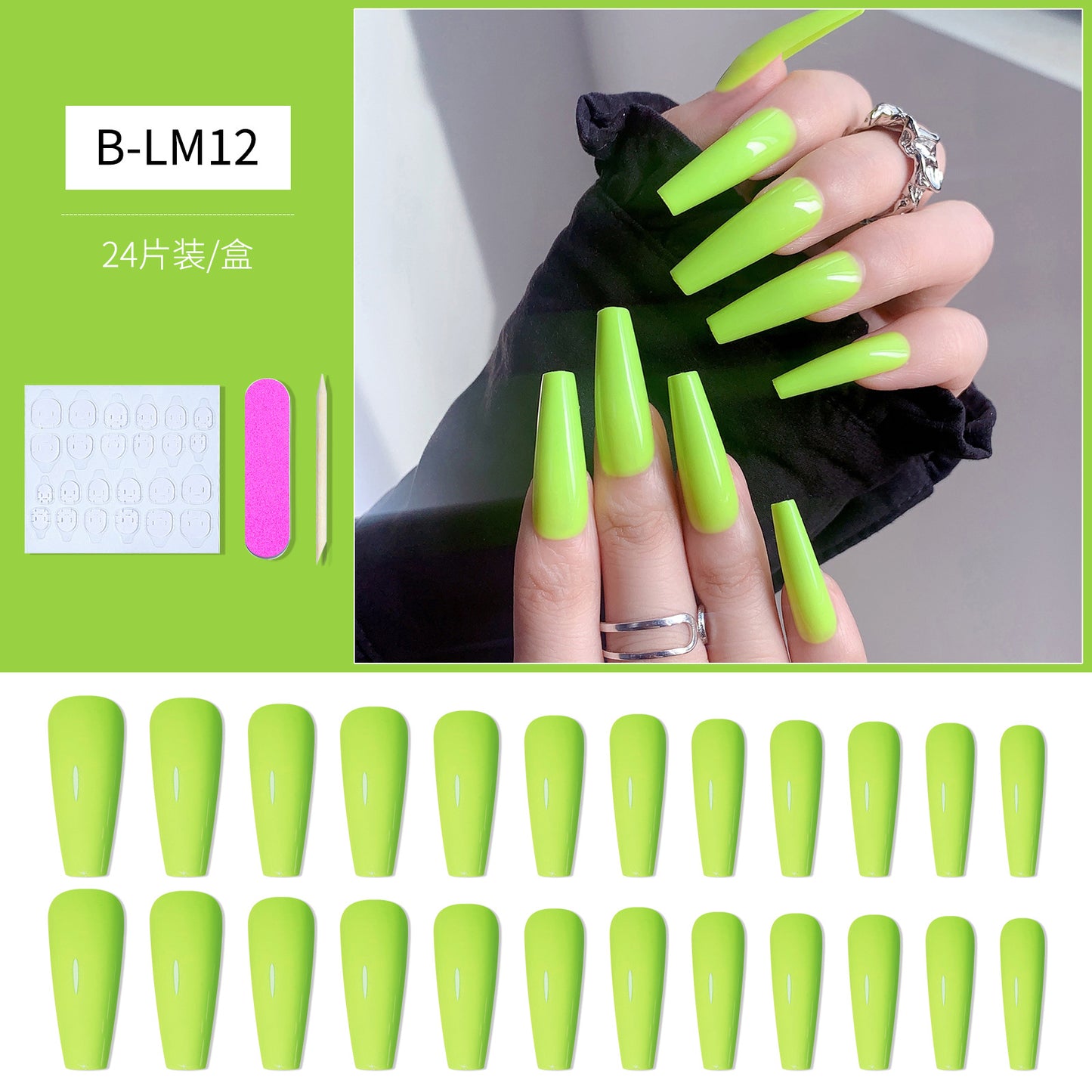 FTMB006 Long Gradient, Solid Color, French Ballerina, Flat Tip, Stiletto  Nails
