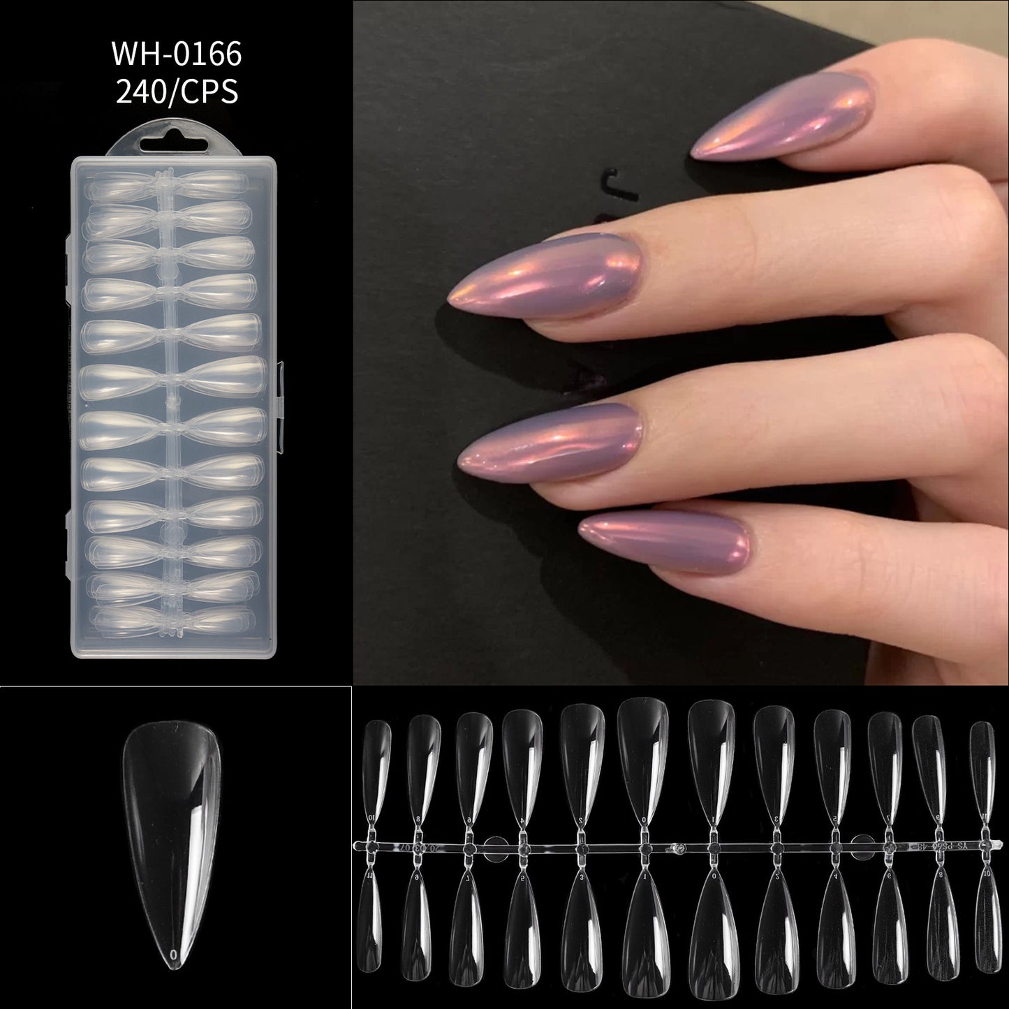 FTMA002 Thin Nails Free Grinding Trapezium Water Drops Almond Scrub Full Paste Half Paste Extend Nail Shop Available 240pcs